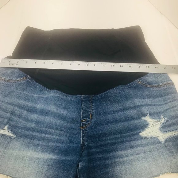 Isabel Maternity Women's Size 14 Crossover Panel Blue Denim Midi Short New - Picture 7 of 16